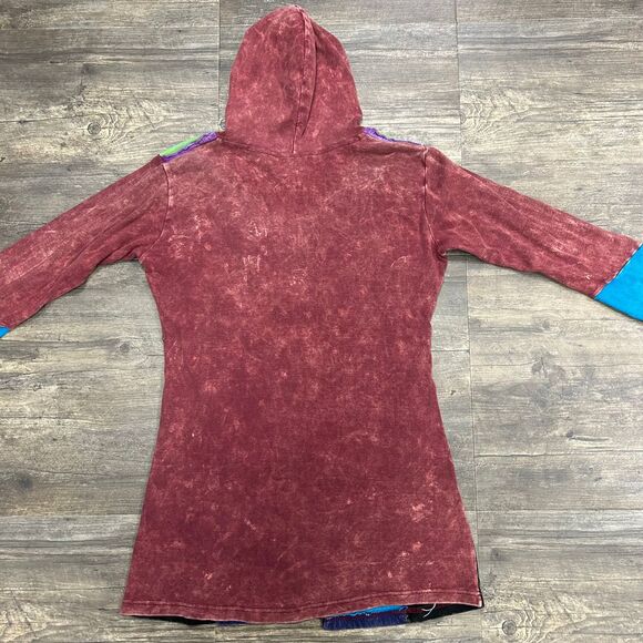 Bohemian Embroidered Ripped Razor Cut Jacket‎ Hooded Women NO SIZE TAG Cotton - Picture 4 of 7